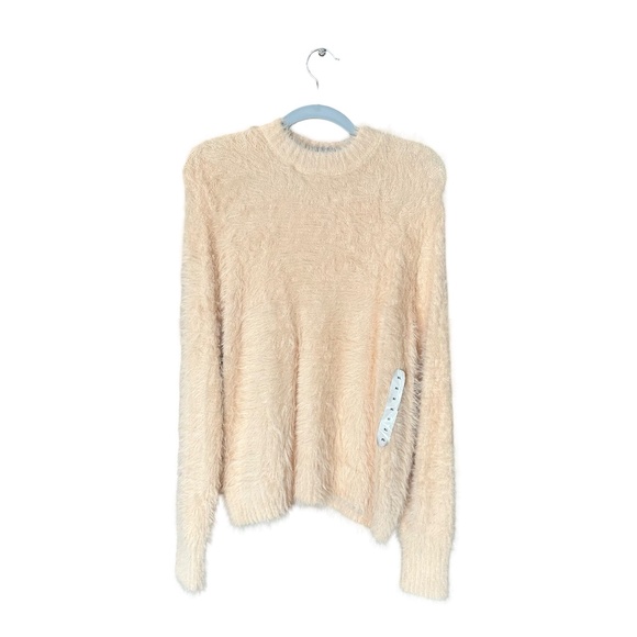 NWT Womens Future Collective Fuzzy Long Sleeve Crew Neck Sweater Pink/Peach XL - Picture 1 of 14